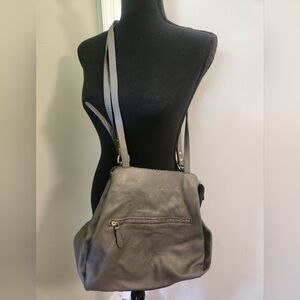 Garnet Hill Grey Italian Leather Should Bag